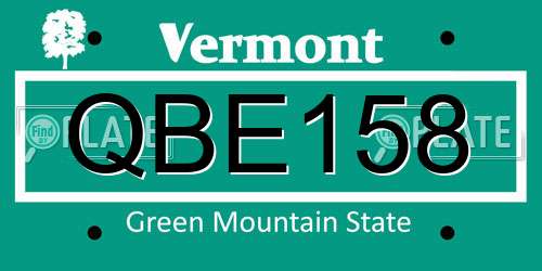 QBE158 Vermont License Plate