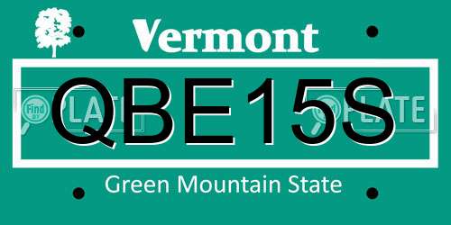 QBE15S Vermont License Plate