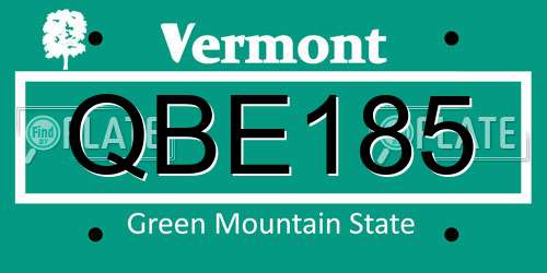 QBE185 Vermont License Plate