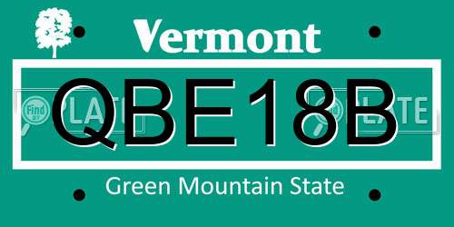 QBE18B Vermont License Plate