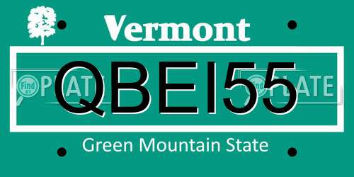 QBEI55 Vermont License Plate