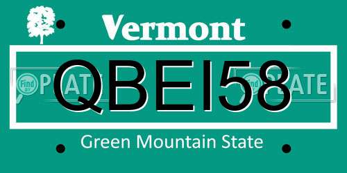 QBEI58 Vermont License Plate