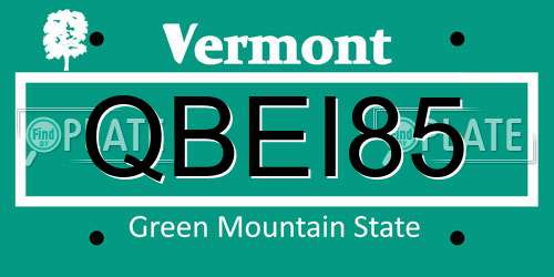 QBEI85 Vermont License Plate