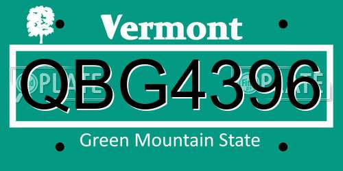 QBG4396 Vermont License Plate