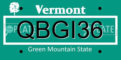 QBGI36 Vermont License Plate