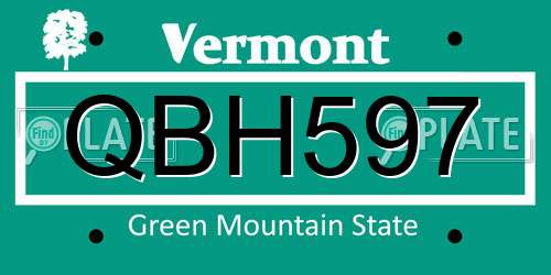 QBH597 Vermont License Plate