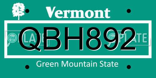 QBH892 Vermont License Plate
