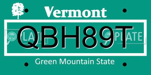 QBH89T Vermont License Plate