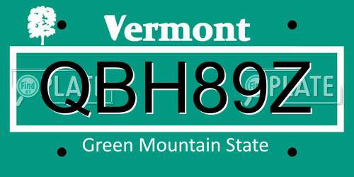 QBH89Z Vermont License Plate
