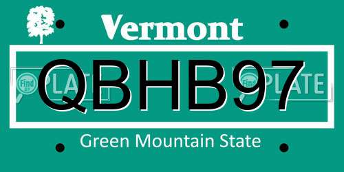 QBHB97 Vermont License Plate
