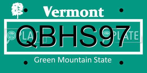 QBHS97 Vermont License Plate