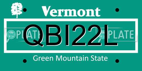 QBI22L Vermont License Plate