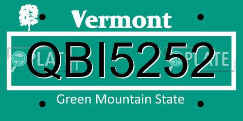 QBI5252 Vermont License Plate