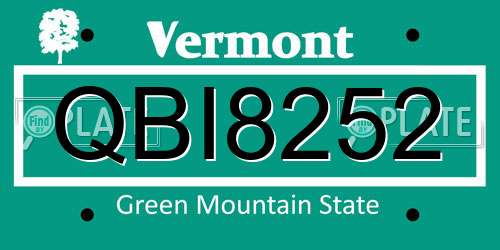 QBI8252 Vermont License Plate