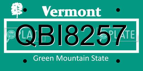 QBI8257 Vermont License Plate