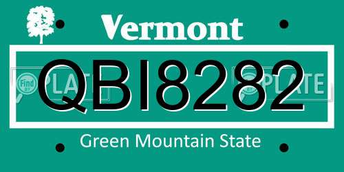QBI8282 Vermont License Plate