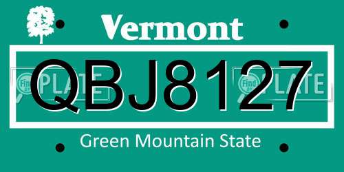 QBJ8127 Vermont License Plate