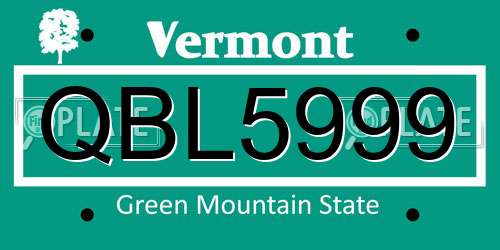 QBL5999 Vermont License Plate