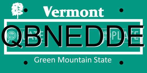 QBNEDDE Vermont License Plate