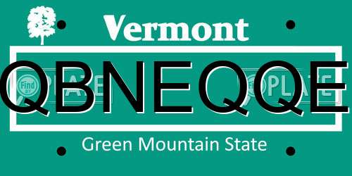 QBNEQQE Vermont License Plate