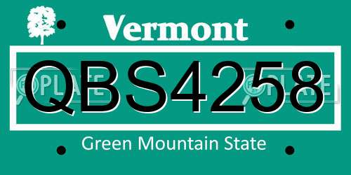 QBS4258 Vermont License Plate