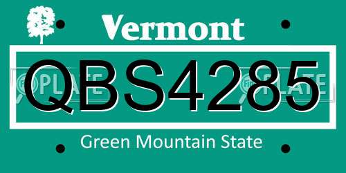 QBS4285 Vermont License Plate