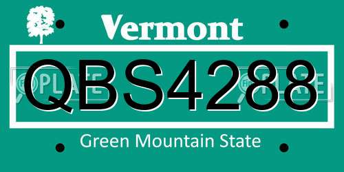 QBS4288 Vermont License Plate