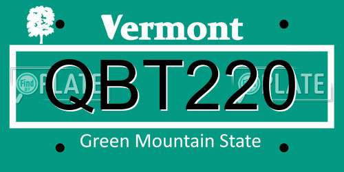 QBT220 Vermont License Plate