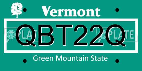 QBT22Q Vermont License Plate