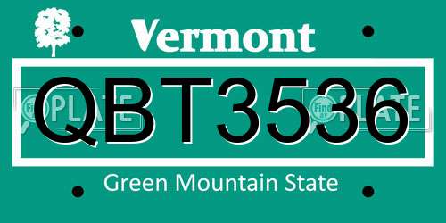 QBT3536 Vermont License Plate