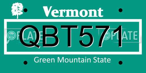 QBT571 Vermont License Plate