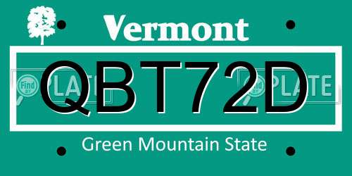 QBT72D Vermont License Plate