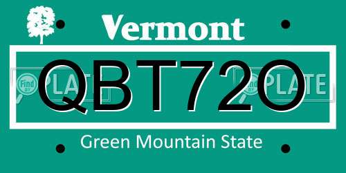 QBT72O Vermont License Plate