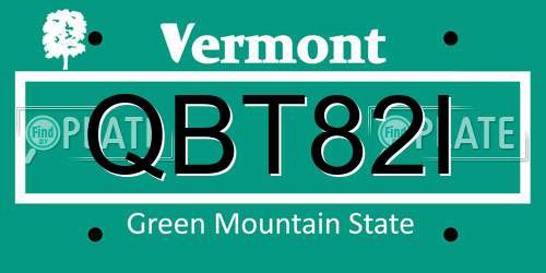 QBT82I Vermont License Plate