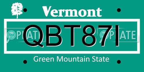 QBT87I Vermont License Plate