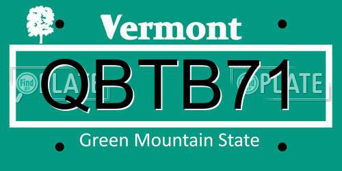 QBTB71 Vermont License Plate