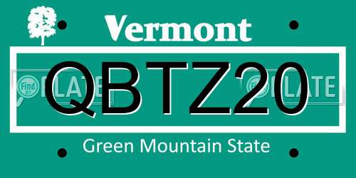 QBTZ20 Vermont License Plate