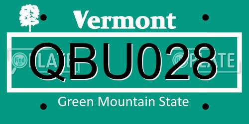 QBU028 Vermont License Plate