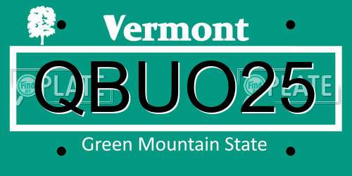 QBUO25 Vermont License Plate