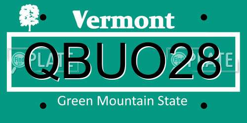 QBUO28 Vermont License Plate