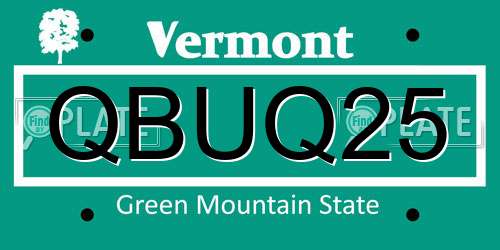 QBUQ25 Vermont License Plate