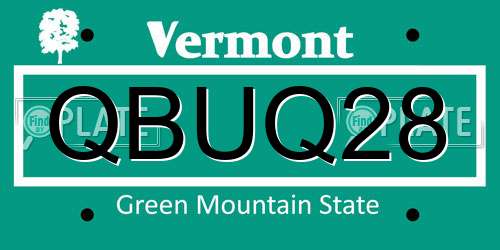 QBUQ28 Vermont License Plate