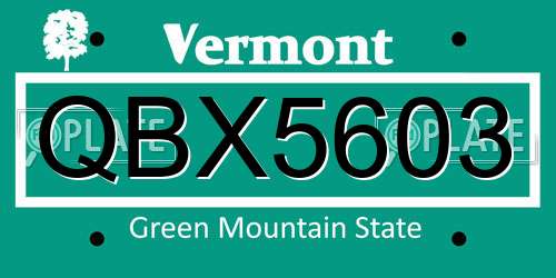 QBX5603 Vermont License Plate