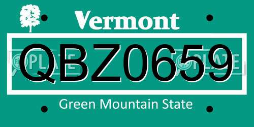 QBZ0659 Vermont License Plate