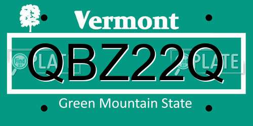 QBZ22Q Vermont License Plate
