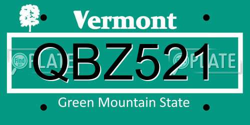 QBZ521 Vermont License Plate