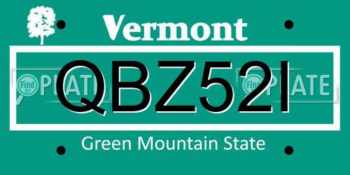 QBZ52I Vermont License Plate