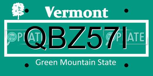 QBZ57I Vermont License Plate