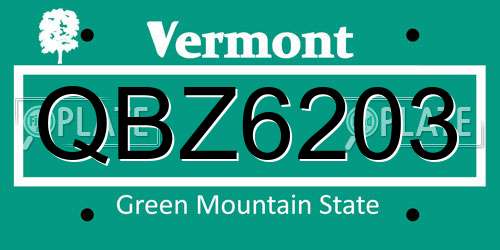 QBZ6203 Vermont License Plate