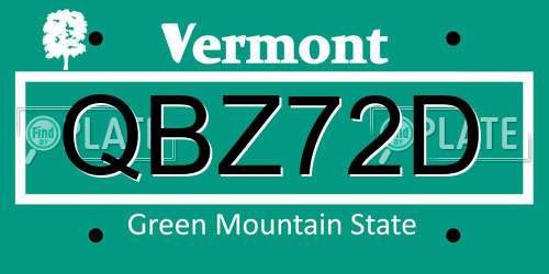 QBZ72D Vermont License Plate